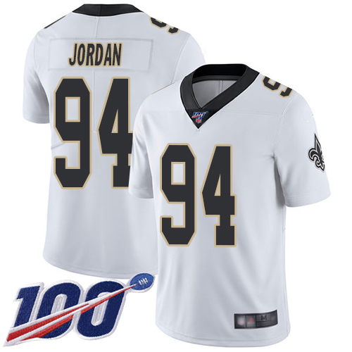 Men New Orleans Saints Limited White Cameron Jordan Road Jersey NFL Football #94 100th Season Vapor Untouchable Jersey